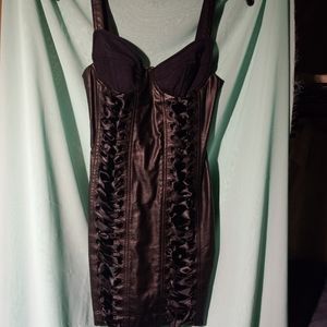 Leather Dress black with bow ties.  Mambo.  Small